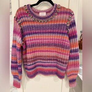 Cinq à Sept Pink and Purple Striped Sweater